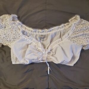 Oktoberfest Chic White Lace Blouse